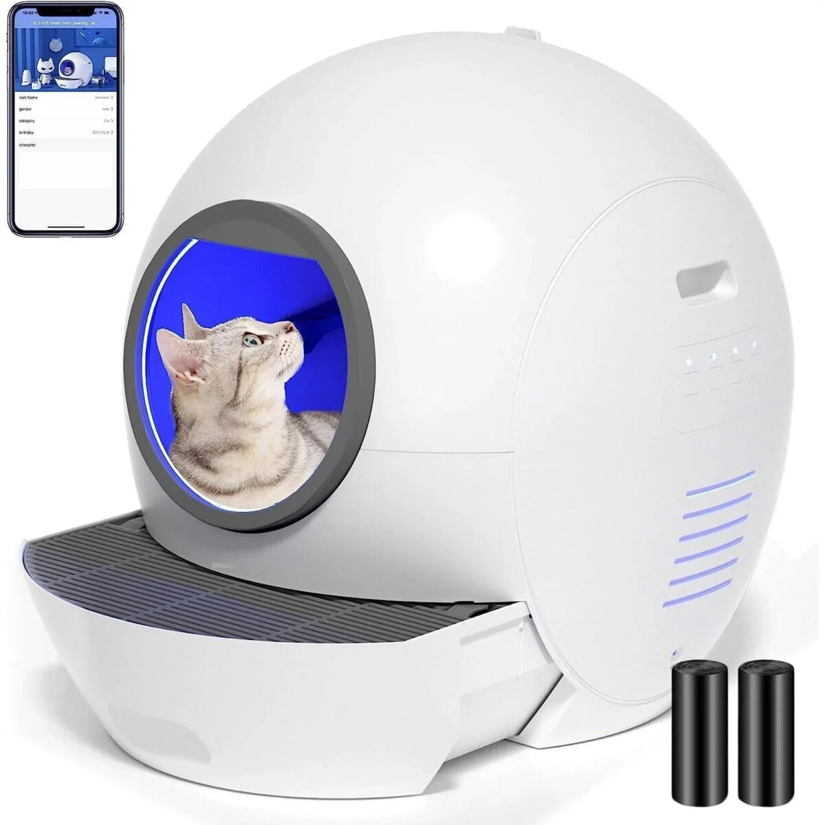 ELS PET WiFi Smart Cat Litter Box-Never Scoop/APP Control Automatic Self-Cleaning Litter Box Robot